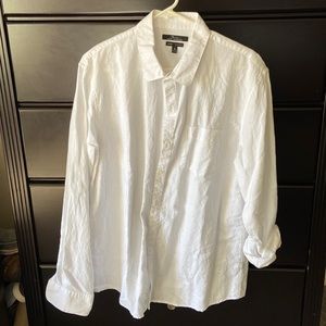 Men’s white long sleeve button up dress shirt